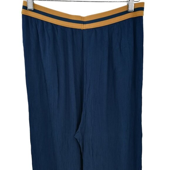 Matilda Jane Try Something New Wide Leg Crepe Crinkle Pants Size M Pull On Blue - Picture 11 of 13